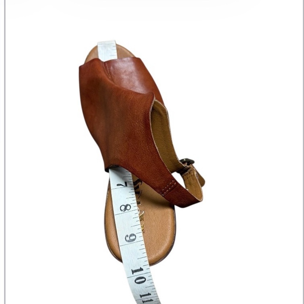 Korks Arden Platform Block Heel Slingback Peep Toe Stud Faux Leather Sandals 8 - Picture 9 of 14